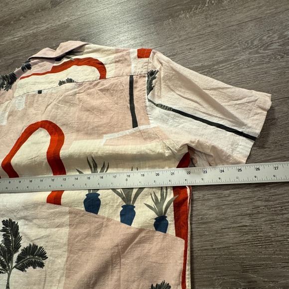 Zara Shirt Mens Large Camp Button Knit Resort Vacation‎ Camp Collar Beach Costal - Picture 7 of 8